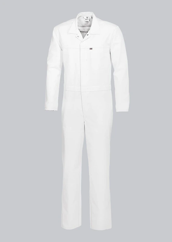 BP 1676-558-21-Ll Unisex 1/1 Sleeve Jumpsuit with Adjustable Slit at the Cuffs and Elastic Adjustable Waistband, 245.00 g/m2 Fabric Blend, White, Ll
