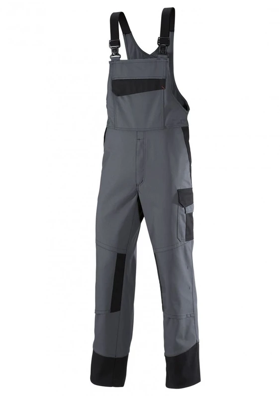 BP 1791-555-21 Bib & Brace, Stretch Braces With Clip Fastenings, 295,00 G/M², Fabric Blend, White/Dark Grey, Size 34S