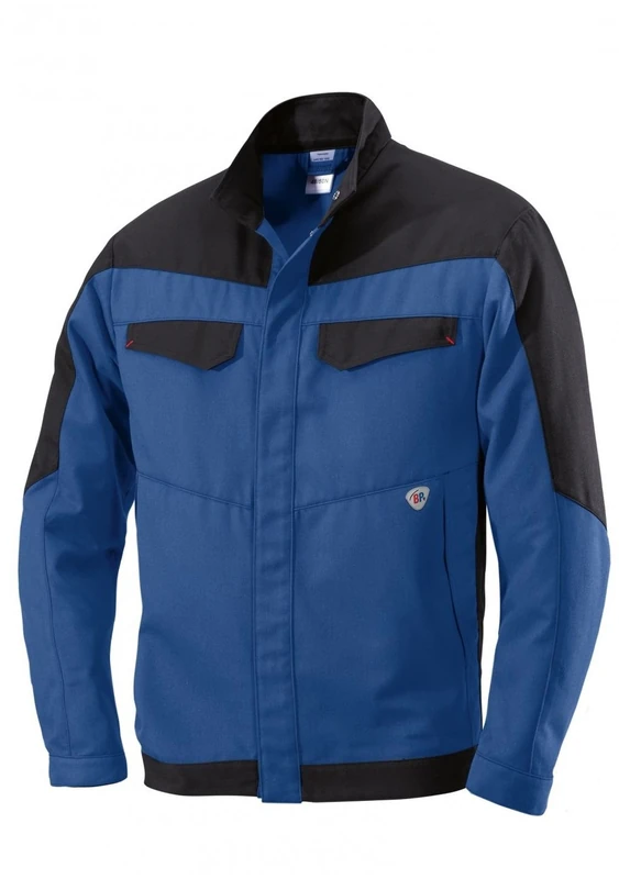 BP 2402-820-1332 Work Jacket, Stand-Up Collar, Concealed Press Stud Band, 320,00 G/M², Royal Blue/Black, Size 44/46N
