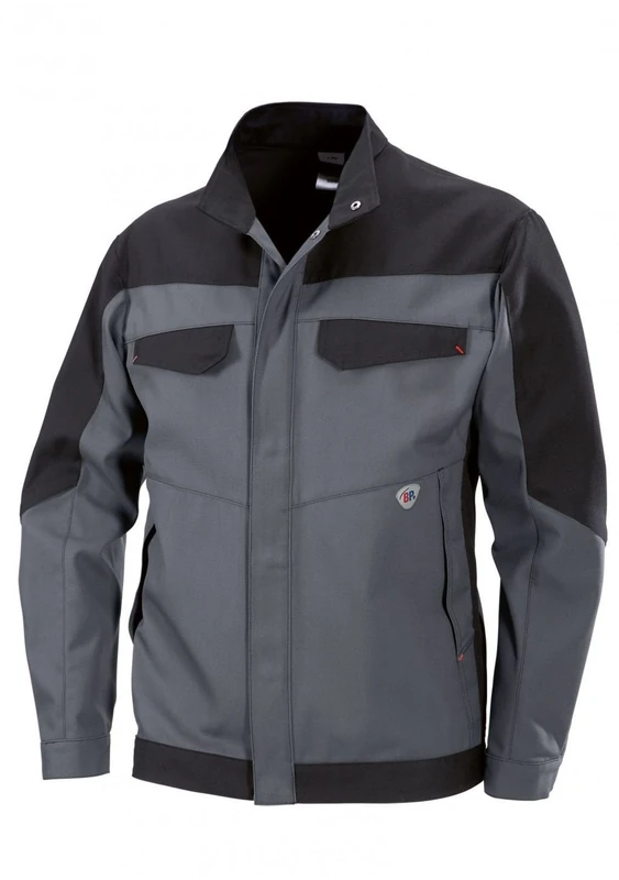 BP 2402-820-5332 Work Jacket, Stand-Up Collar, Concealed Press Stud Band, 320,00 G/M², Dark Grey/Black, Size 41/43L