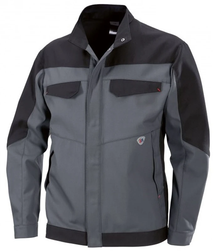 BP 2402-820-5332 Work Jacket, Stand-Up Collar, Concealed Press Stud Band, 320,00 G/M², Dark Grey/Black, Size 41/43N