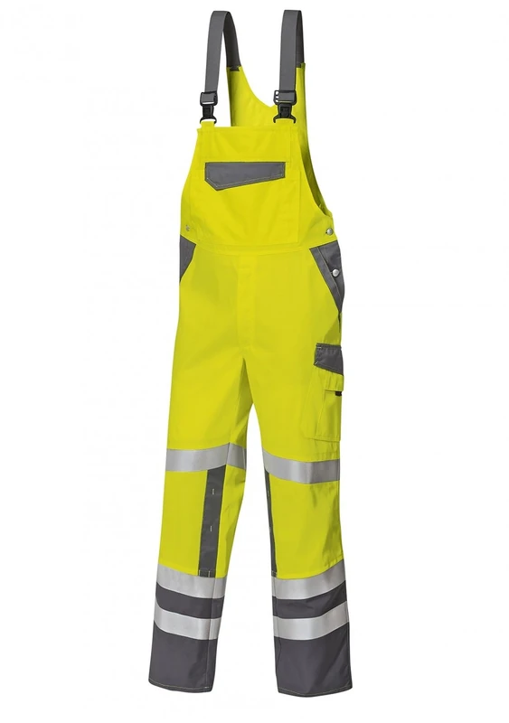 BP 1804-720-5681 Bib & Brace, Stretch Braces With Clip Fastenings, 305,00 G/M², Reinforced Cotton, Anthracite/Red, Size 31/32N