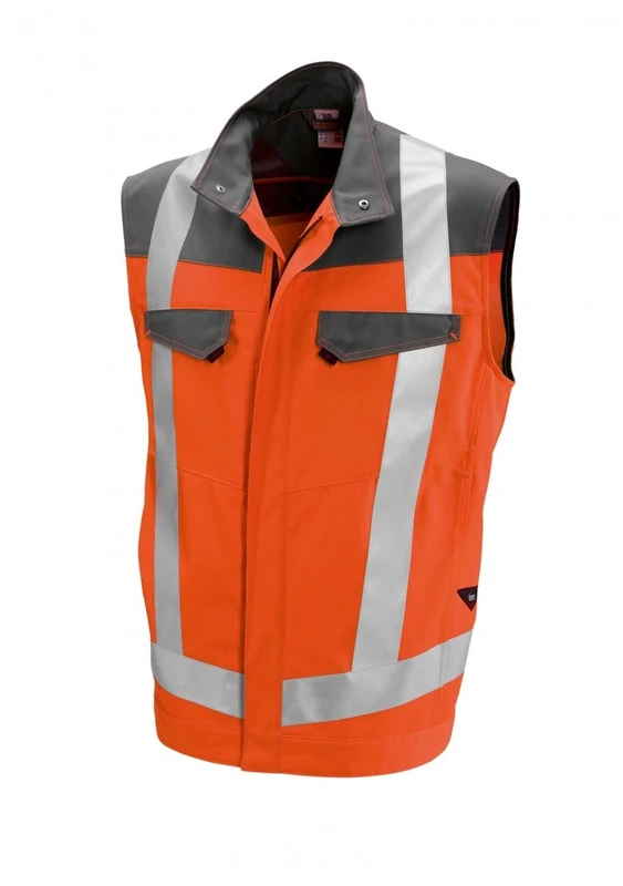 BP 2013-845-8553 Waistcoat, Stand-Up Collar, Concealed Zip, 270,00 G/M², Fabric Blend, Warning Orange/Dark Grey, Size 34/37N