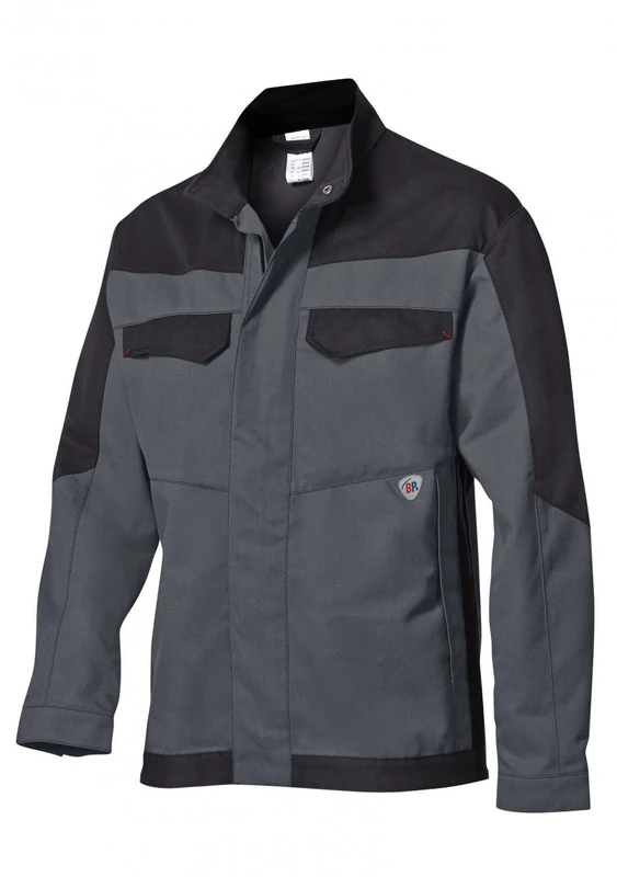 BP 2432-820-5332 Work Jacket, Stand-Up Collar, Concealed Zip And Press Stud Band, 320,00 G/M², Dark Grey/Black, Size 34/37N