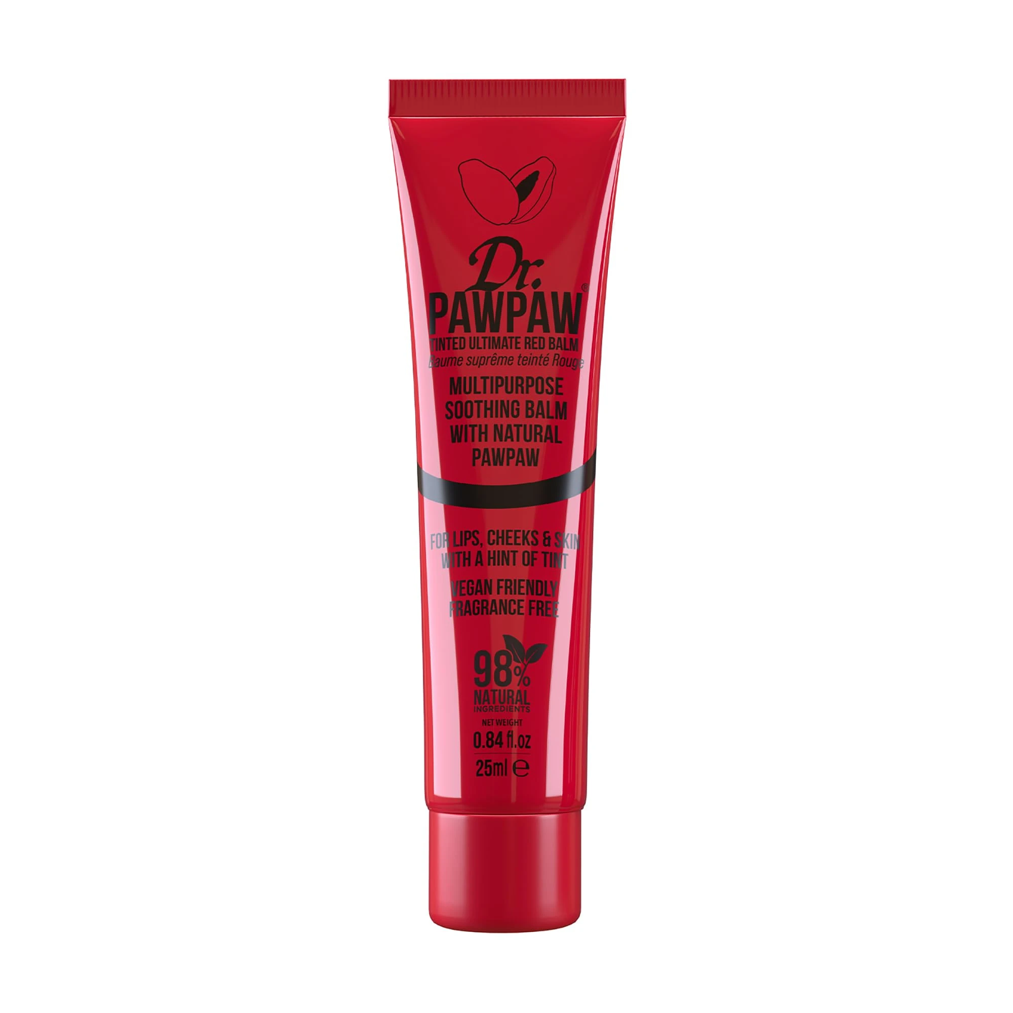 Dr.PAWPAW Tinted Ultimate Red, Multi-Purpose Natural No Fragrance Balm for Hydrating Lips, Skin, Hair, Cuticles, Nails & Beauty Finishing (25 ml)