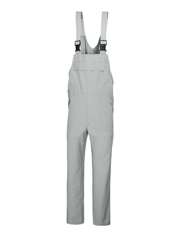 BP 1681-558-51 Unisex Work Bib & Brace, With Elasticated Adjustable Waist, 245,00 G/M², Fabric Blend, Light Grey, Size Ls
