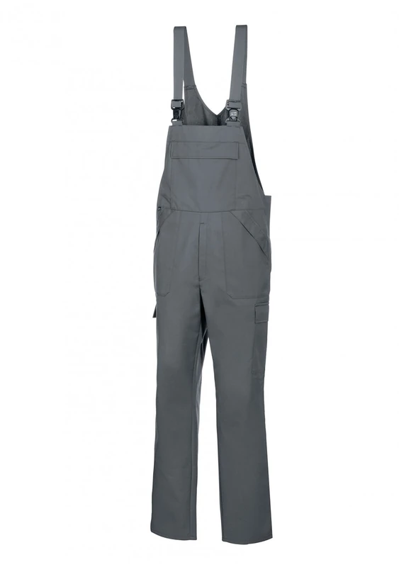 BP 1681-558-53 Unisex Work Bib & Brace, With Elasticated Adjustable Waist, 245,00 G/M², Fabric Blend, Dark Grey, Size Ml