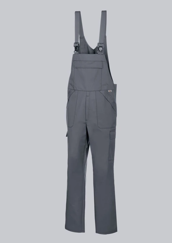 BP 1681-558-53 Unisex Work Bib & Brace, With Elasticated Adjustable Waist, 245,00 G/M², Fabric Blend, Dark Grey, Size Xls