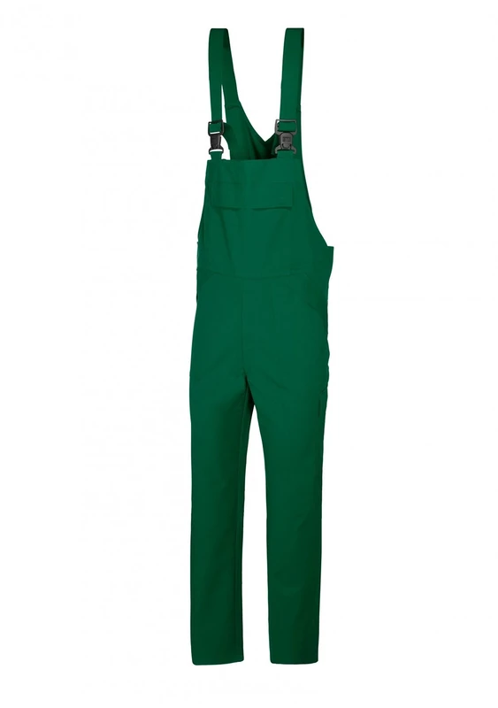 BP 1681-558-74 Unisex Work Bib & Brace, With Elasticated Adjustable Waist, 245,00 G/M², Fabric Blend, Mid Green, Size Sl