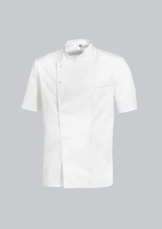 BP 1548-400-21-3XL, Chef's jacket 1/2 sleeve, 1/2 sleeve with stand-up collar and concealed press-stud band 215,00 g/m², fabric blend white, 3XL