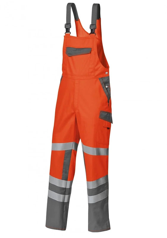 BP 1802-720-70 Bib & Brace, Stretch Braces With Clip Fastenings, 305,00 G/M², Reinforced Cotton, Olive Green/Anthracite, Size 37/38L