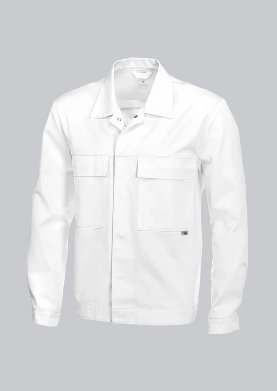 BP 1682-558-21 Unisex Work Jacket, 1/1 Sleeve, Cuffs With Adjustable Press-Stud Fastening, 245,00 G/M², Fabric Blend, White, Size Ml