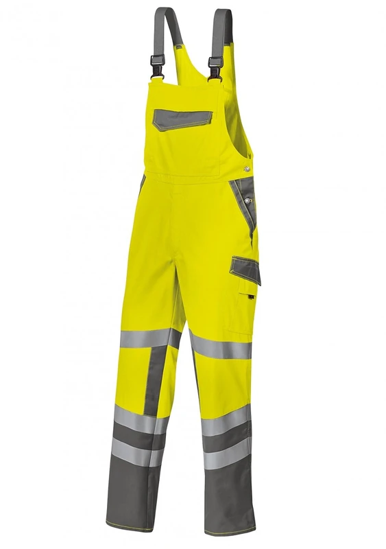 BP 1802-720-70 Bib & Brace, Stretch Braces With Clip Fastenings, 305,00 G/M², Reinforced Cotton, Olive Green/Anthracite, Size 33L