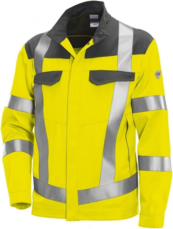 BP 2237-590-6614 Men'S Bib & Brace, Stretch Braces With Clip Fastenings, 265,00 G/M², Warning Yellow/Night Blue, Size 30N