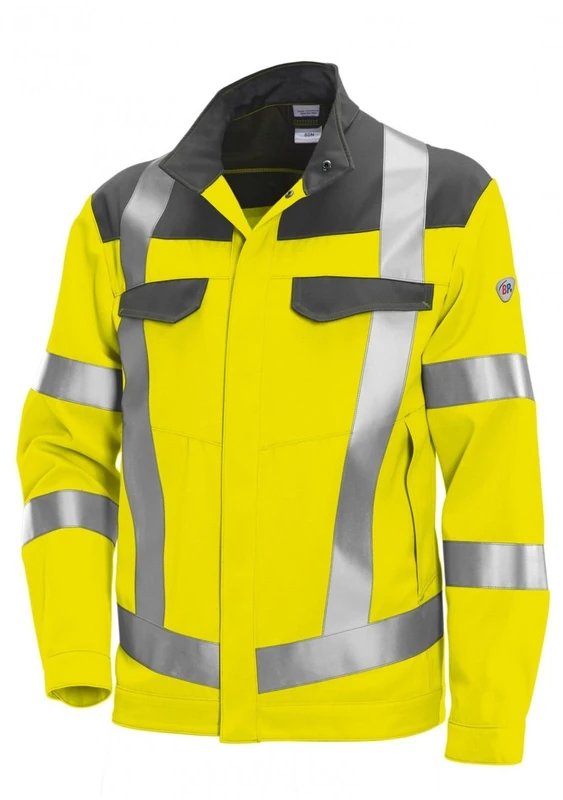 BP 2237-590-6614 Men'S Bib & Brace, Stretch Braces With Clip Fastenings, 265,00 G/M², Warning Yellow/Night Blue, Size 34N
