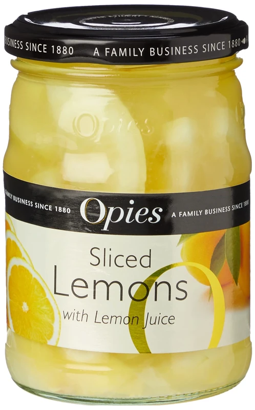 Opies Sliced Lemons in Lemon Concentrate, 350g - Conveniently Prepped Lemons for Drinks, Desserts & Meals – Perfect Garnish for Cocktails, Teas, Cakes & Savoury Dishes