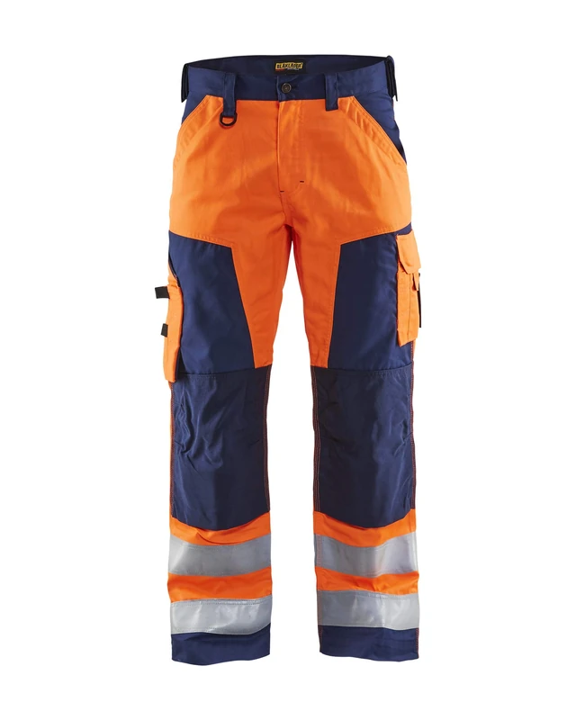 Blakläder 156618115389D112 Size D112 High Visibility Trousers without Nail Pockets - Orange/Navy Blue