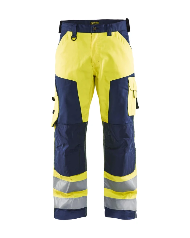 Blakläder 156618113389C64 Size C64 High Visibility Trousers without Nail Pockets - Yellow/Navy Blue