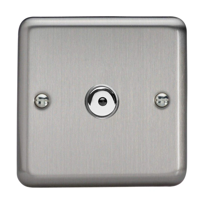 Varilight V-Pro IR, 1 Gang, 100 Watt IJ Remote Control/Touch Master LED Dimmer, Classic Brushed Steel, Matt Chrome