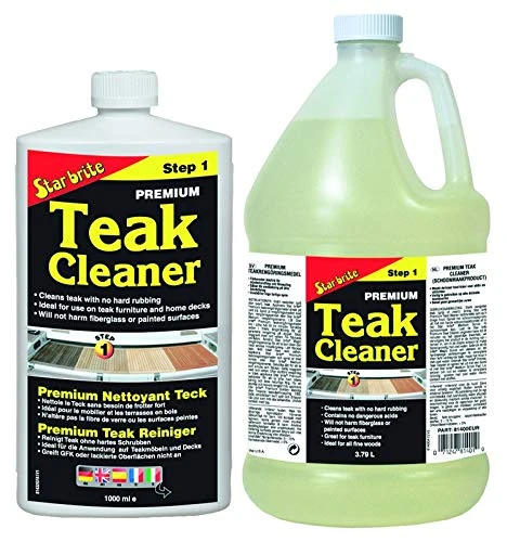 STAR BRITE Premium Teak Cleaner - Restore, Renew & Refresh Old Weathered Gray Teak Furniture & Other Fine Woods - Step 1