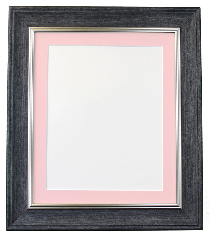 Scandi Vintage Charcoal Grey Picture Photo Frame with Pink Mount 60 x 80 cm Image Size 50 x 70 cm