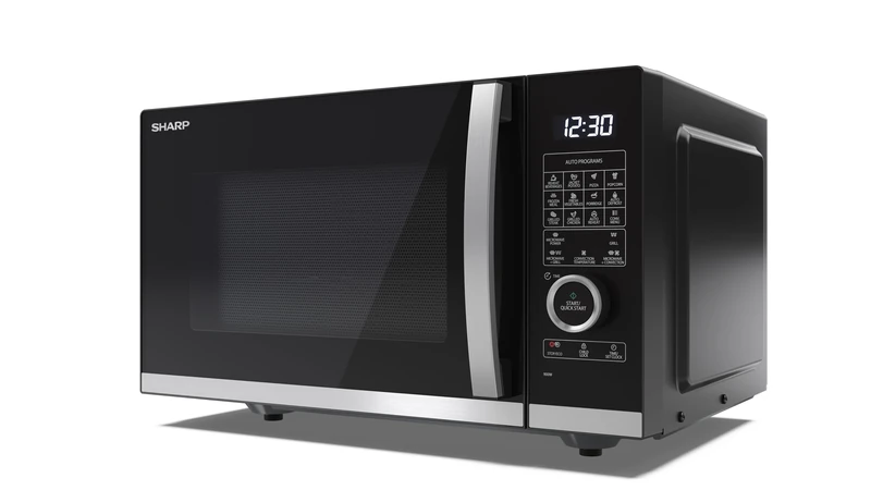 SHARP YC-QC254AU-B 25 Litre 900W Digital FLATBED Combination Microwave Oven with 1050W Grill, 10 power levels, ECO Mode, defrost function, LED cavity light - Black