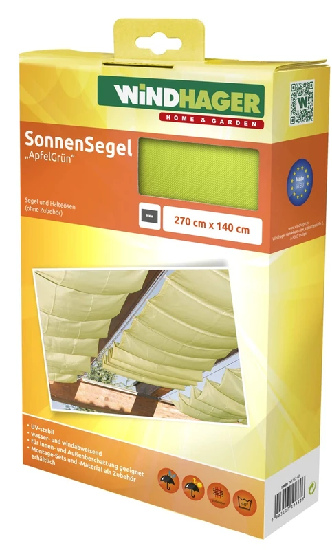 Windhager 10880 rope-pull sun sail 270 x 140 cm, apple green