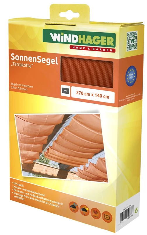 Windhager 10877 rope-pull sun sail 270 x 140 cm, terracotta