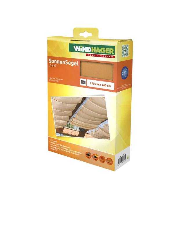 Windhager 10876 rope-pull sun sail 270 x 140 cm, sand