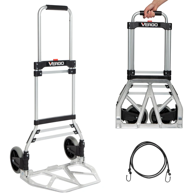 VERGO S300BT Model Industrial Folding Hand Truck Dolly, 275 lb Capacity, Silver