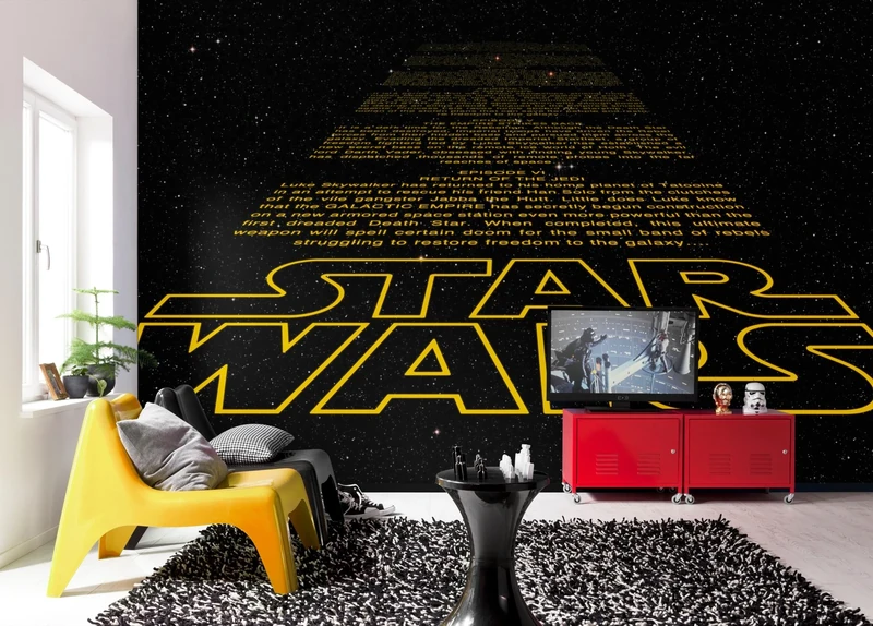 Komar Star Wars Intro Opening Crawl Wallpaper Mural, Vinyl, Yellow/Black, 8-Piece