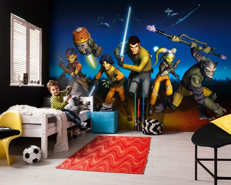 Komar Star Wars Rebels Run Wallpaper Mural, Vinyl, Multi-Colour, 368 x 0.2 x 254 cm