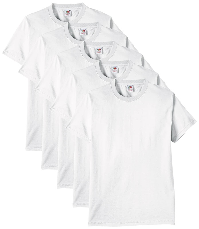 Fruit of the Loom Men's Heavy T Shirt, White, L UK