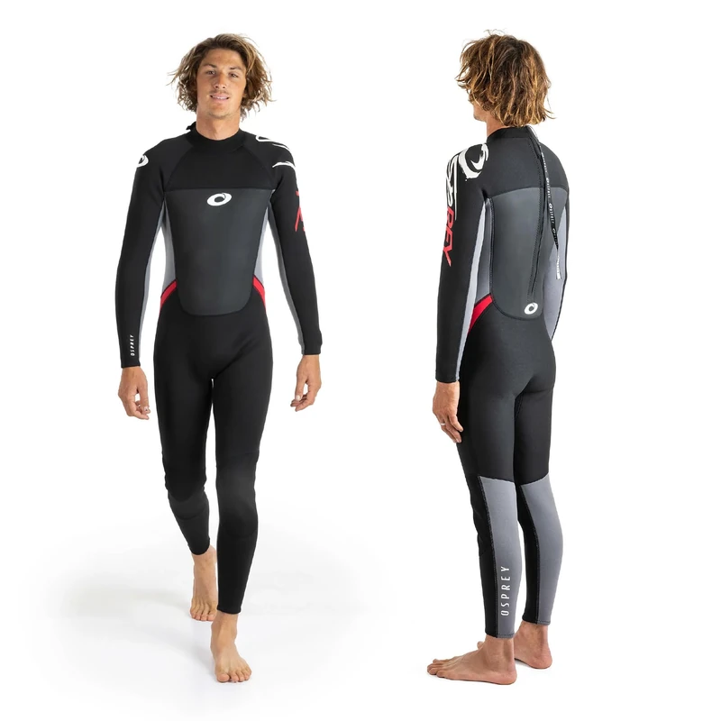 Osprey Men's Full Length 3 mm Summer Wetsuit, Adult Neoprene Surfing Diving Wetsuit, Origin, Red, XS