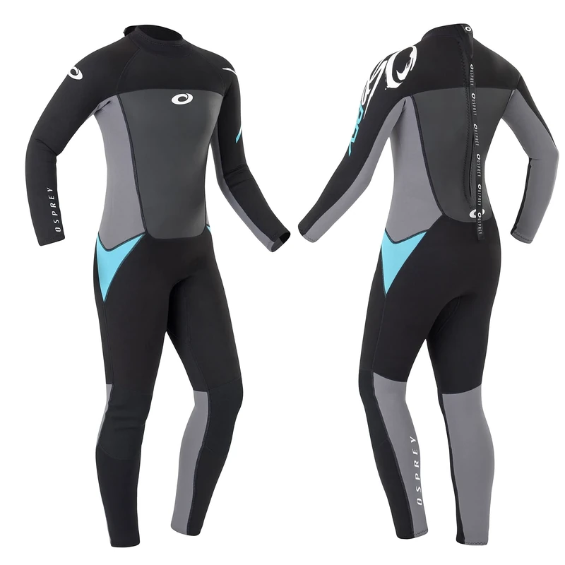 Osprey Womens Full Length Wetsuit, 3MM Summer Wetsuit, Blue/Black, Multiple Sizes