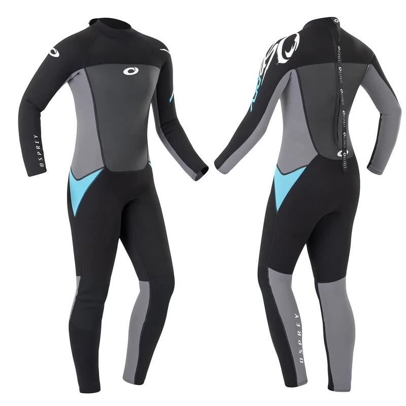 Osprey Womens Full Length Wetsuit, 3MM Summer Wetsuit, Blue/Black, Multiple Sizes