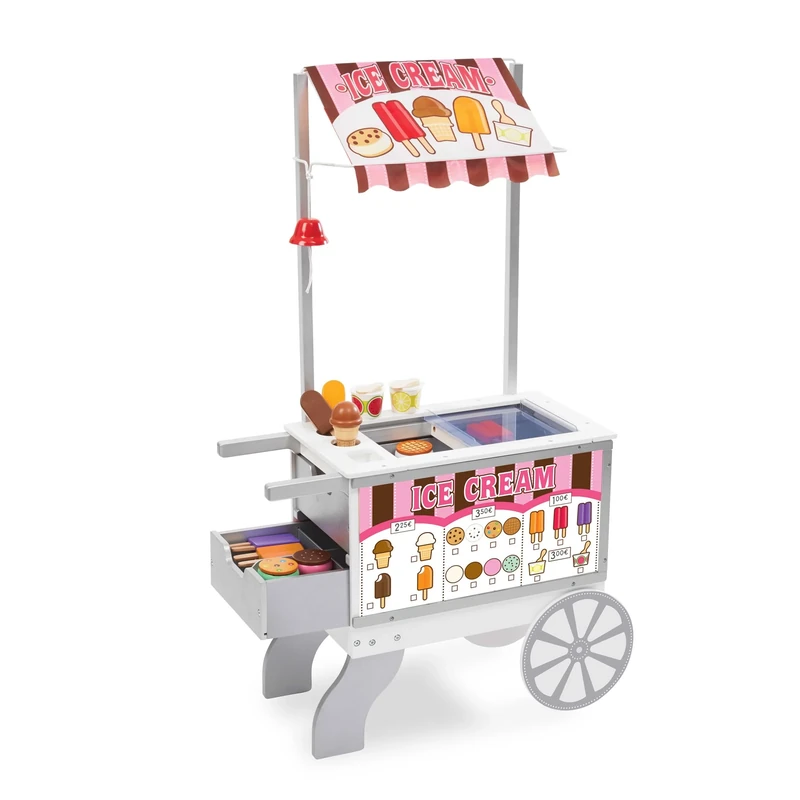Melissa & Doug Snacks & Sweets Food Cart - Pretend Play Wooden Shop With Toy Food, Large Playset, Accessories, 3+, Gift for Boy or Girl