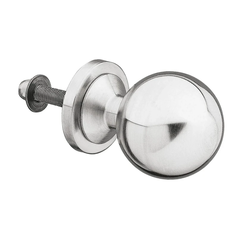 Amig - Fixed Knob for Interior Doors Mod. 10 | ø60 x 85 mm | with Rosette Trim | Ergonomic Grip | for Doors with Maximum Thickness of 70 mm | 18/8 Stainless Steel Matte