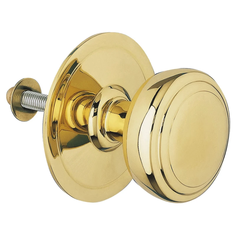 Amig - Model 12 Gold Round Solid Brass with PVD Finish for Exterior Doors | Handle Diameter 70mm | Height 68.5mm | Easy Assembly | Includes Fixing Nut