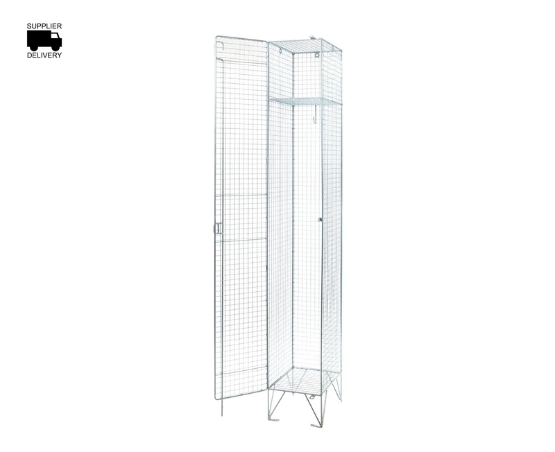 Seco 1 Door Wire Mesh Locker with 2 Compartments - Zinc Plate Finish