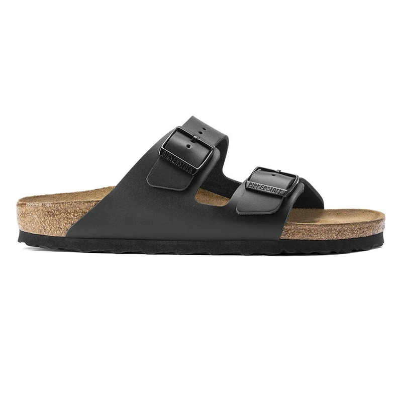 Birkenstock Men's Arizona Black, Natural Leather FLIP Flops, 5.5 UK