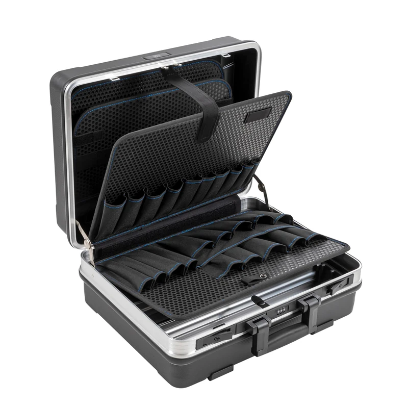B&W FLEX tool case with tool pockets (ABS case, volume 34.3 l, 47 x 36.5 x 20 cm inner) 120.03/P, tools not included, Black/Silver - Image 1