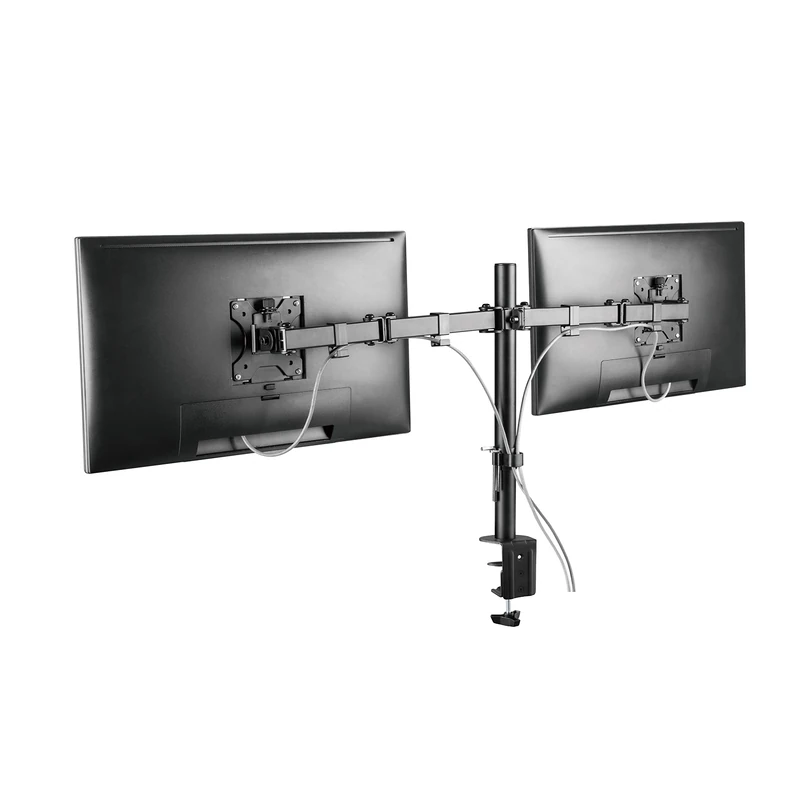 ProperAV Desk Monitor Mount Dual Swing Arm 17'' 19" 21" 22" 23" 24" 28" 32" 32" VESA Max 100x100 Height Max 407mm