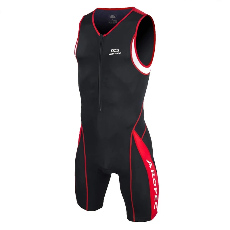 Aropec Men's Triathlon Panther Lycra Suit - Black/Red, Small - Image 1