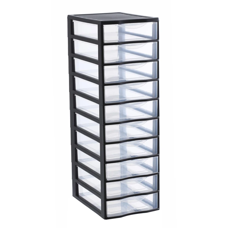 Sundis 10-Drawer DIY Storage Tower, Black
