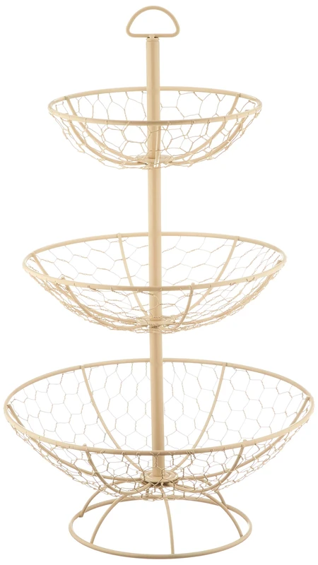 T&G 23050 Provence Wireware 3-Tier Basket, Cream, D300xH500mm