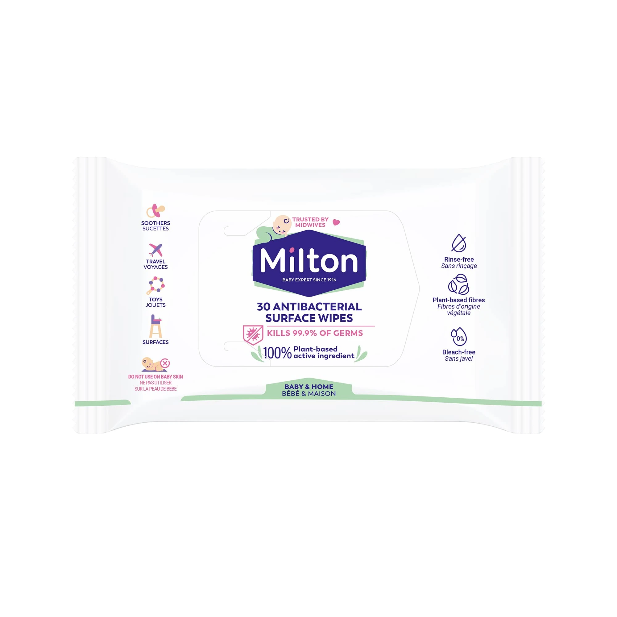 Milton Antibacterial Surface Wipes 30 Wipes - 7 packs