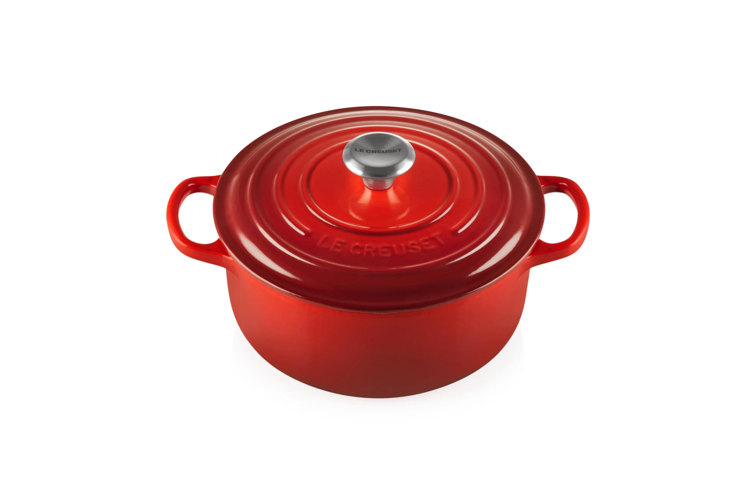 Le Creuset Signature Enamelled Cast Iron Round Casserole Dish With Lid, 20 cm, 2.4 Litre, Cerise, 21177200602430