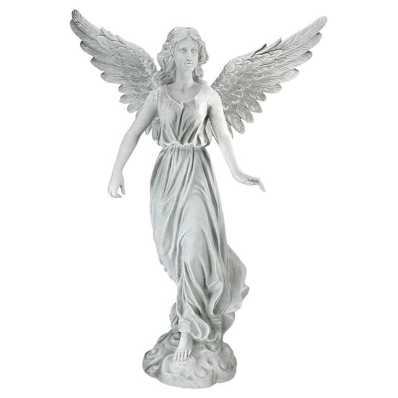 Design Toscano KY51174 Angel of Patience Statue, Medium, 54.5 cm, Polyresin, Antique Stone, White