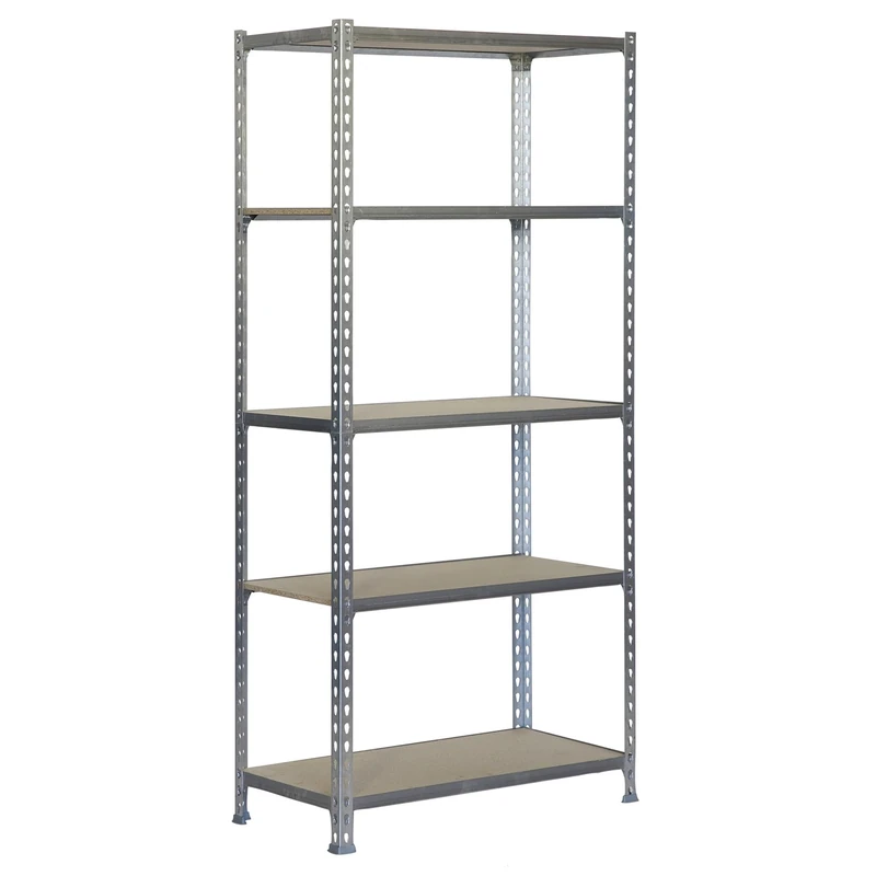 Simon Rack Garage Shelving Unit 1800x800x400 mm, 5 Tier Metal Rack with 16 mm MDF Shelves, 150 kg per Shelf, Galvanised/Wood – Maderclick